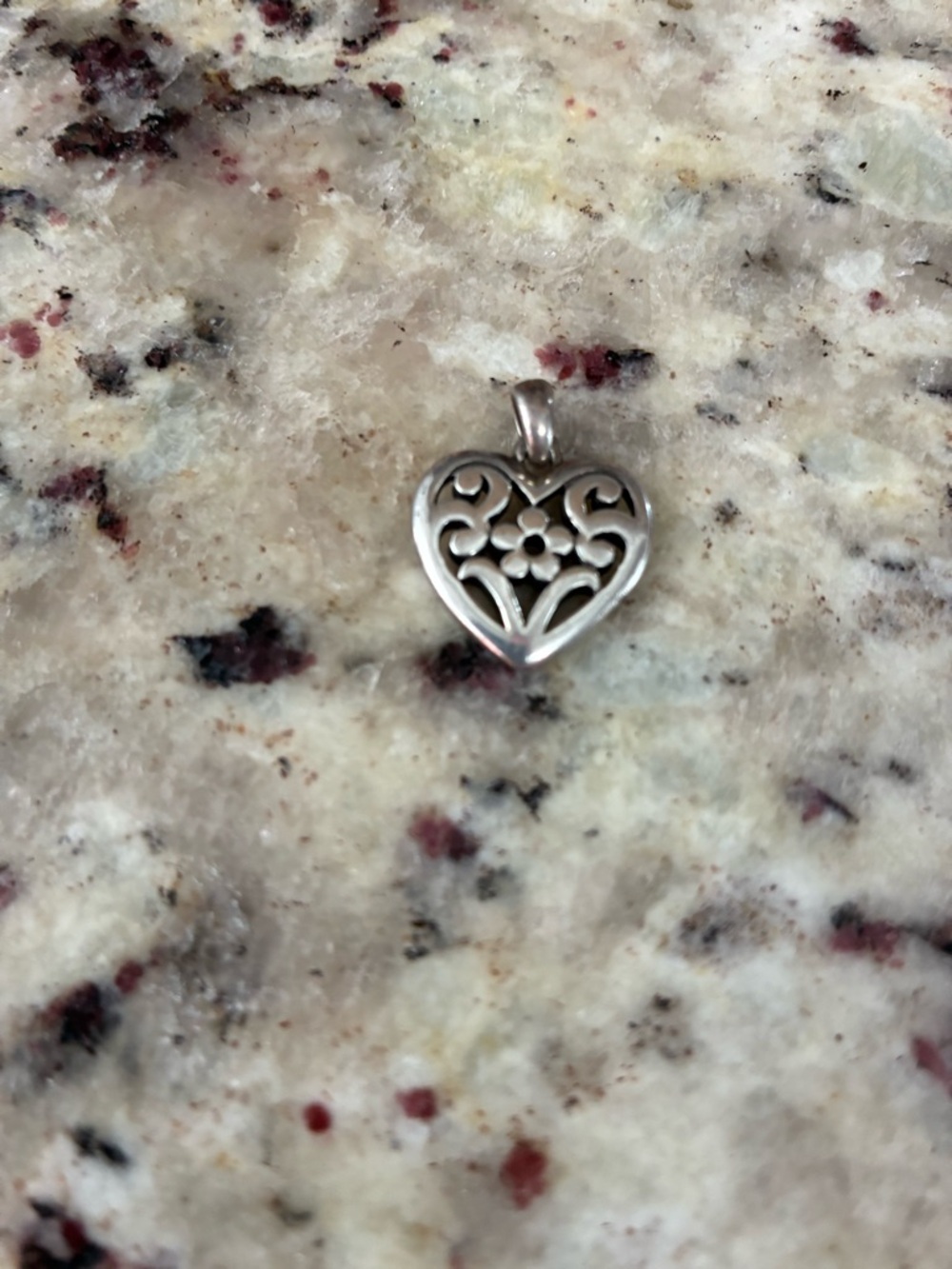 James Avery retired sterling silver floral heart charm